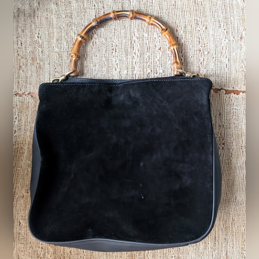 Gucci • authentic 2 way bamboo hobo bag in black suede EUC - Picture 3 of 10